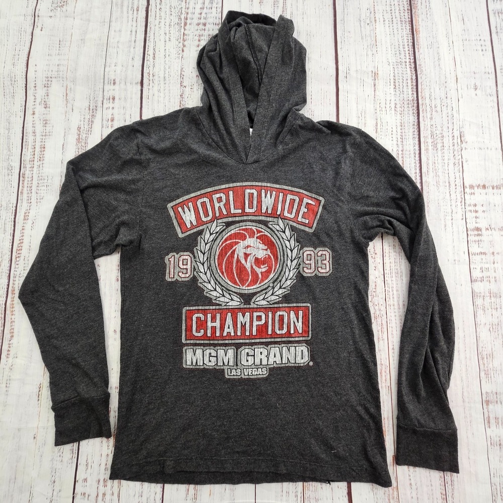 Worldwide Champion 1993 MGM Grand Las Vegas Long Sleeve Hooded T-Shirt Adult S